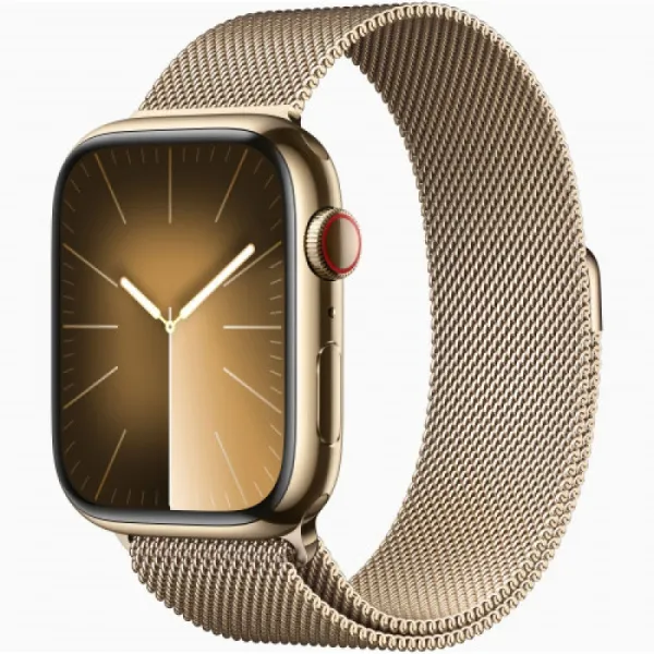 Apple Watch Series 9 45mm Gold Stainless Steel Case Millanes Gold Band