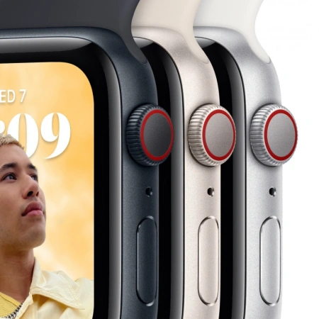 Apple Watch Series SE 2 44mm Silver Aluminum Case with White Sand Sport Band
