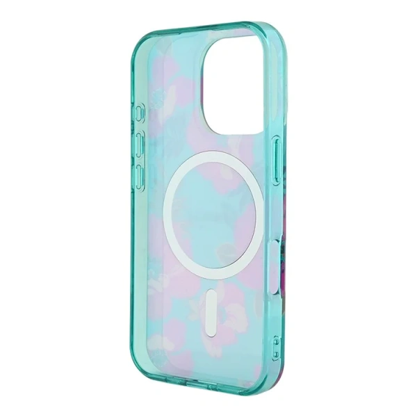 Guess для iPhone 16 Pro Max чехол PC/TPU Flowers Invisible Ring Hard Pink (MagSafe)