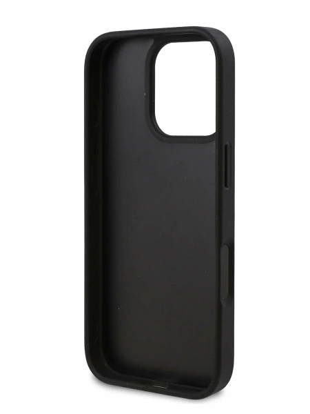 Guess для iPhone 16 Pro Max чехол PU 4G Double cardslot Triangle metal logo Hard Black