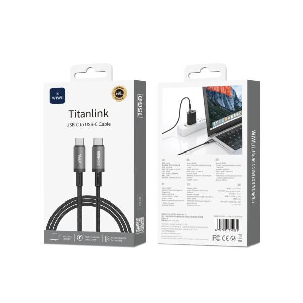 Кабель WIWU Titanlink USB-C to USB-C (Grey)